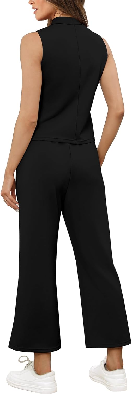 SAMPEEL zweiteilige Sets für Damen Sommer Outfits Lounge Sets Stehkragen Tops breit - Bild 29 von 126