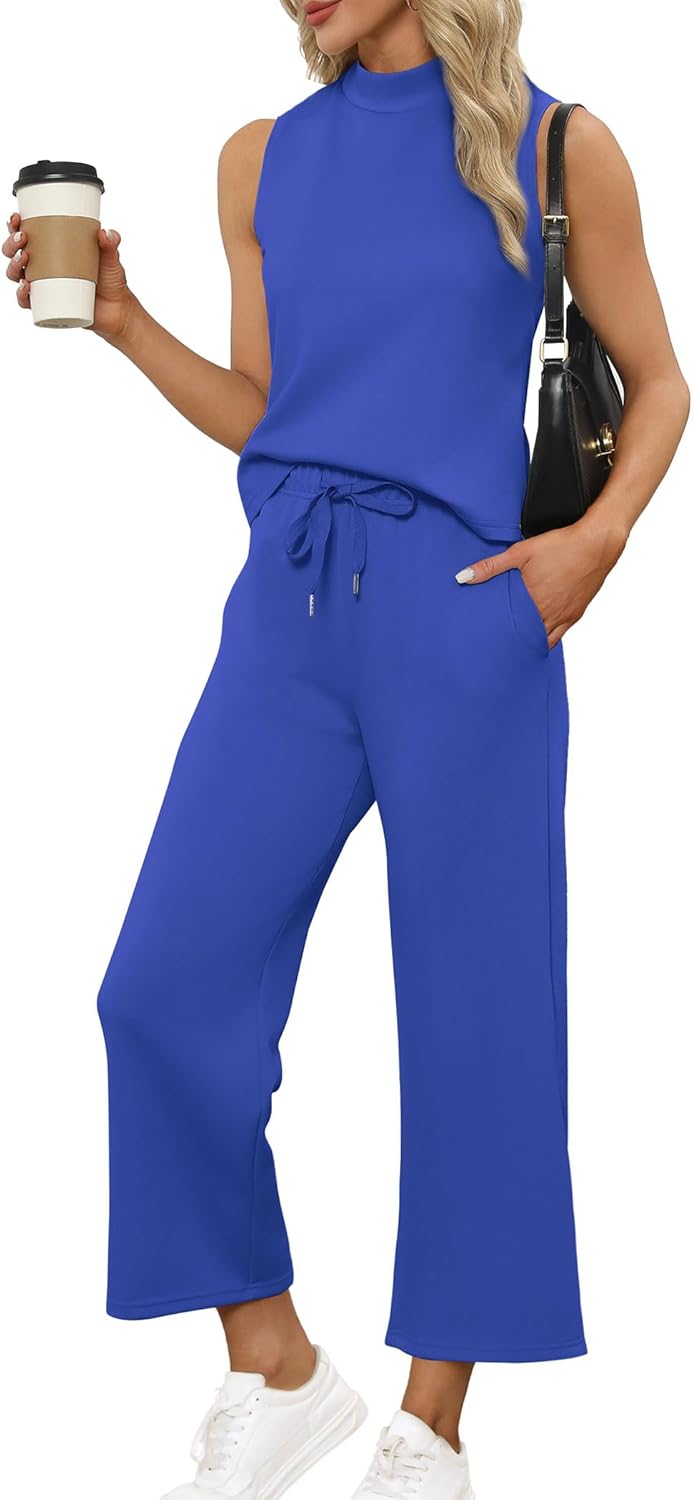 SAMPEEL zweiteilige Sets für Damen Sommer Outfits Lounge Sets Stehkragen Tops breit - Bild 31 von 126