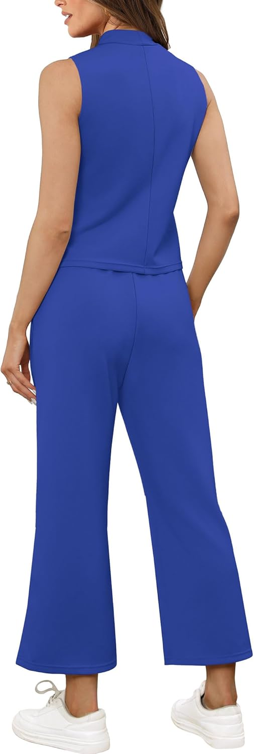 SAMPEEL zweiteilige Sets für Damen Sommer Outfits Lounge Sets Stehkragen Tops breit - Bild 35 von 126