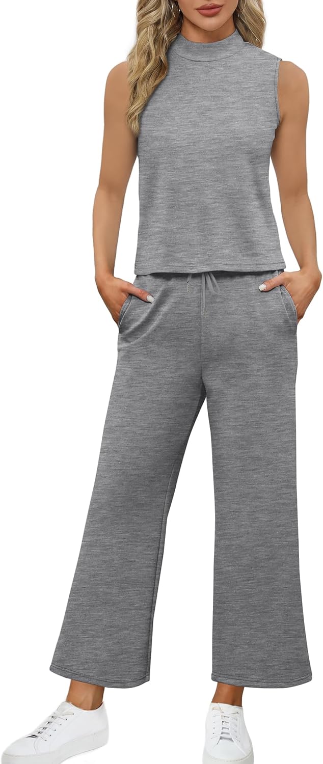 SAMPEEL zweiteilige Sets für Damen Sommer Outfits Lounge Sets Stehkragen Tops breit - Bild 39 von 126