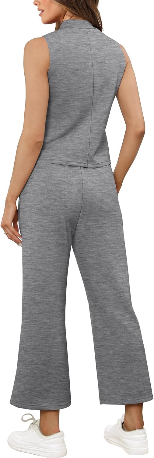 SAMPEEL zweiteilige Sets für Damen Sommer Outfits Lounge Sets Stehkragen Tops breit - Bild 41 von 126