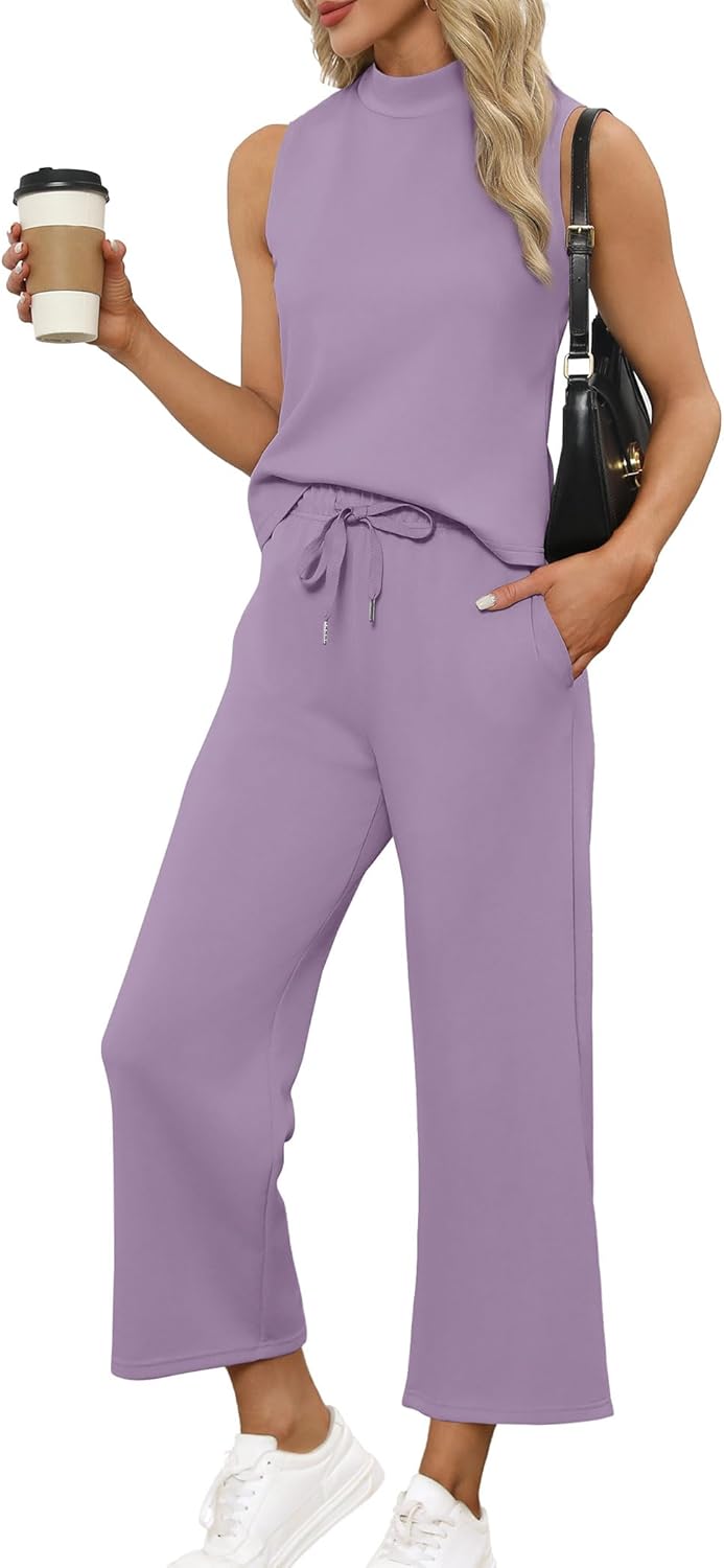 SAMPEEL zweiteilige Sets für Damen Sommer Outfits Lounge Sets Stehkragen Tops breit - Bild 43 von 126