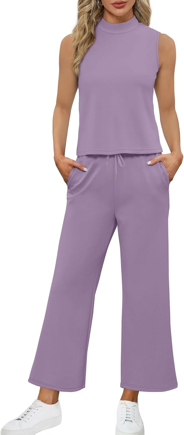 SAMPEEL zweiteilige Sets für Damen Sommer Outfits Lounge Sets Stehkragen Tops breit - Bild 45 von 126