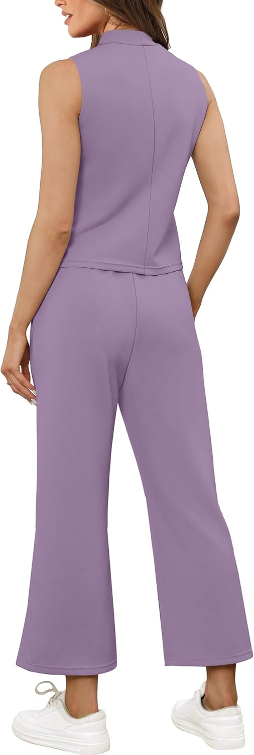 SAMPEEL zweiteilige Sets für Damen Sommer Outfits Lounge Sets Stehkragen Tops breit - Bild 47 von 126