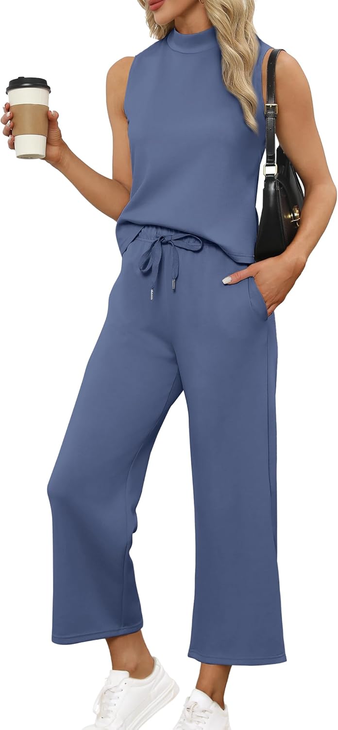 SAMPEEL zweiteilige Sets für Damen Sommer Outfits Lounge Sets Stehkragen Tops breit - Bild 49 von 126