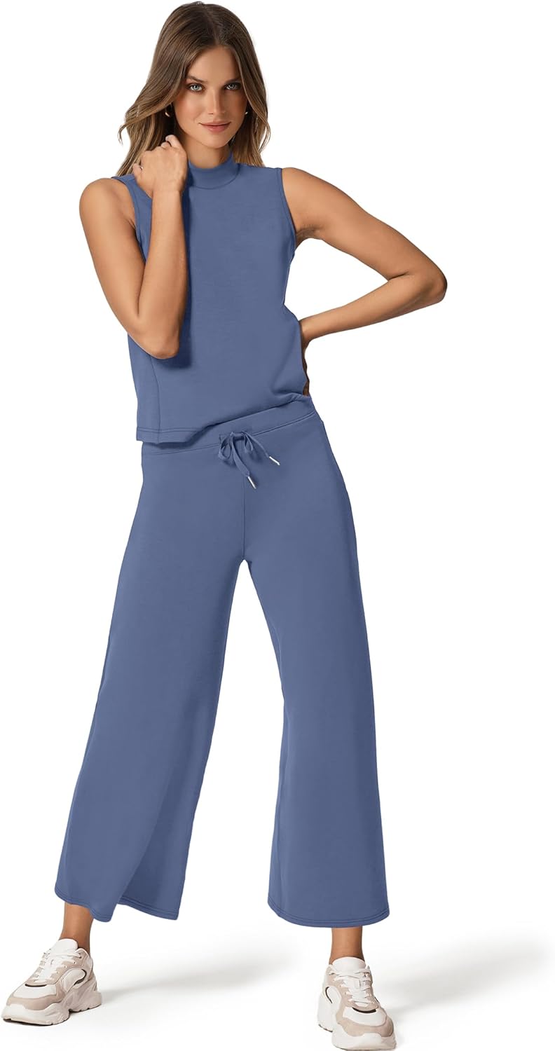 SAMPEEL zweiteilige Sets für Damen Sommer Outfits Lounge Sets Stehkragen Tops breit - Bild 50 von 126