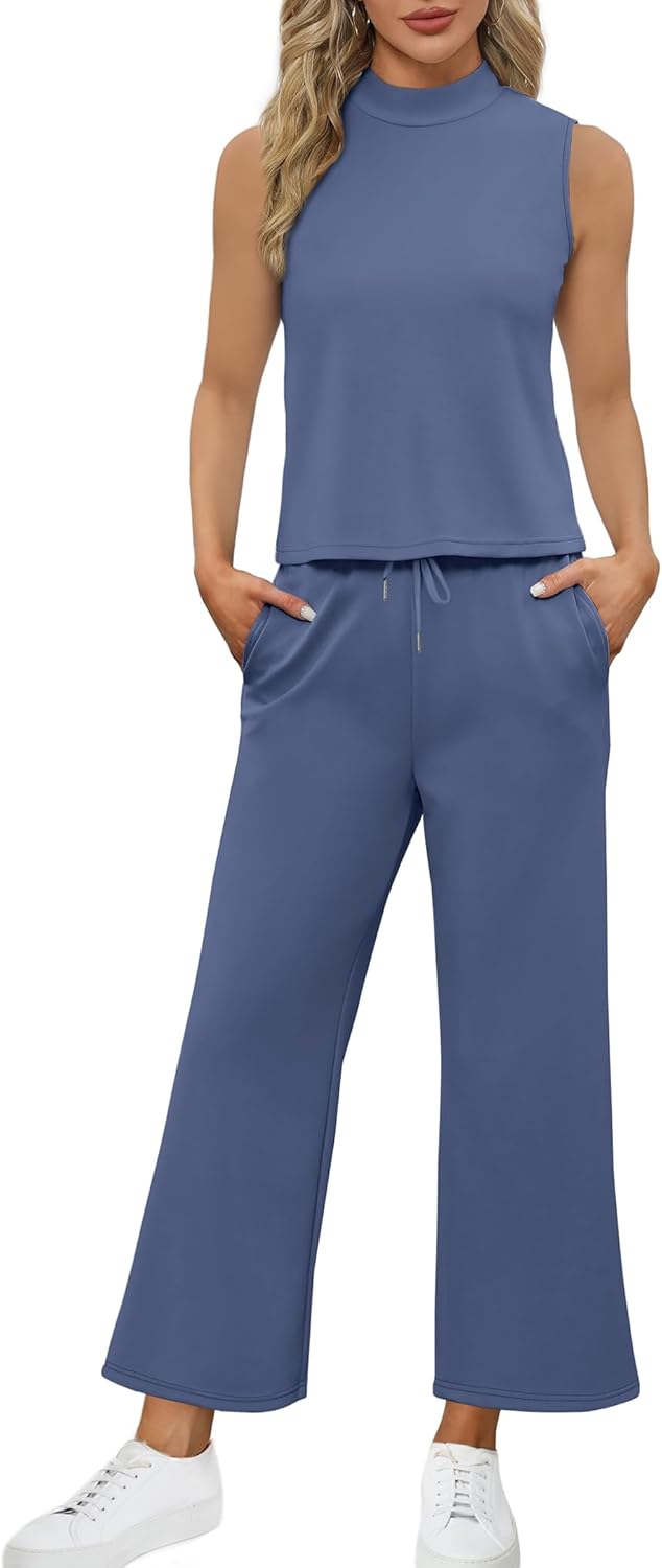 SAMPEEL zweiteilige Sets für Damen Sommer Outfits Lounge Sets Stehkragen Tops breit - Bild 51 von 126