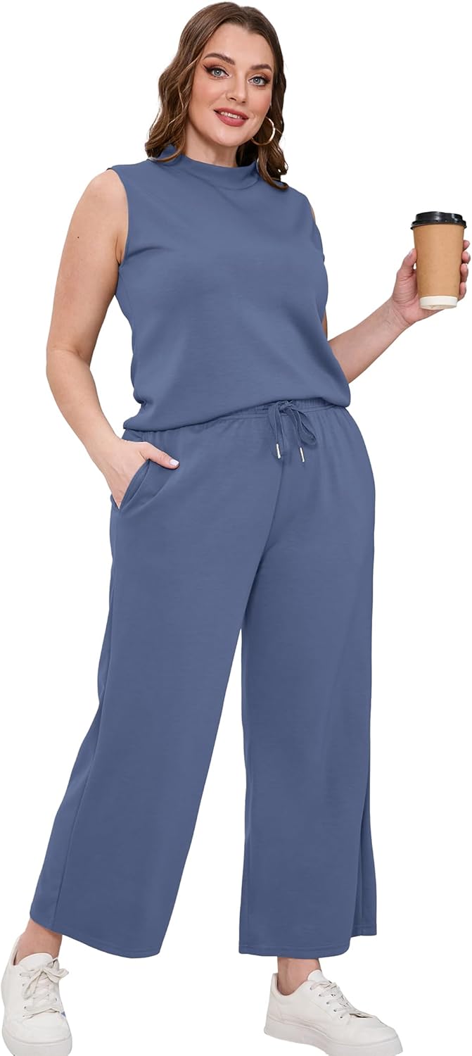 SAMPEEL zweiteilige Sets für Damen Sommer Outfits Lounge Sets Stehkragen Tops breit - Bild 52 von 126
