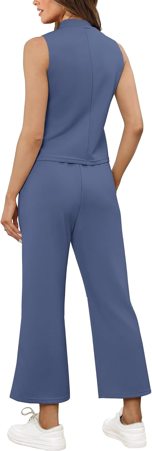 SAMPEEL zweiteilige Sets für Damen Sommer Outfits Lounge Sets Stehkragen Tops breit - Bild 53 von 126