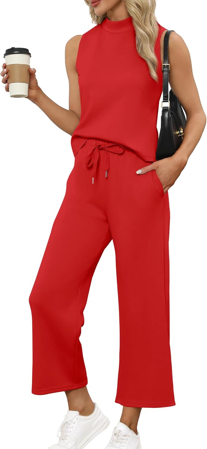 SAMPEEL zweiteilige Sets für Damen Sommer Outfits Lounge Sets Stehkragen Tops breit - Bild 55 von 126