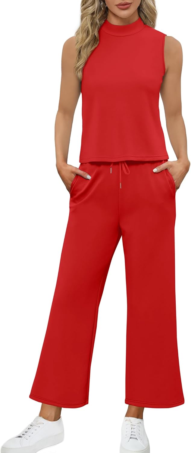 SAMPEEL zweiteilige Sets für Damen Sommer Outfits Lounge Sets Stehkragen Tops breit - Bild 57 von 126