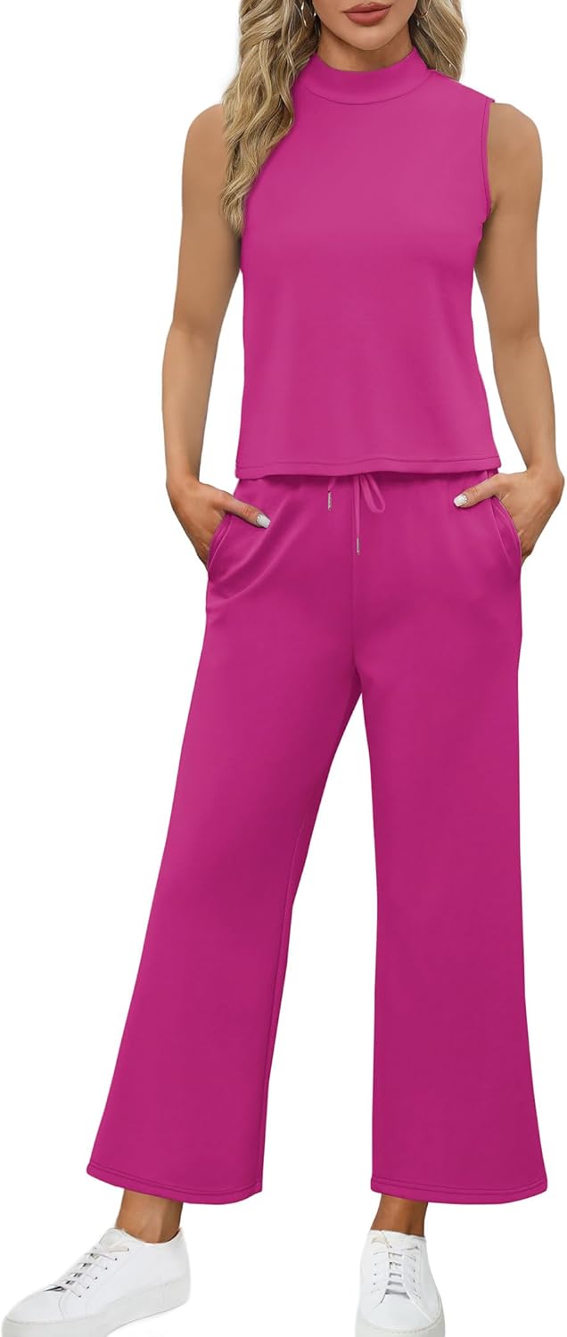 SAMPEEL zweiteilige Sets für Damen Sommer Outfits Lounge Sets Stehkragen Tops breit - Bild 63 von 126