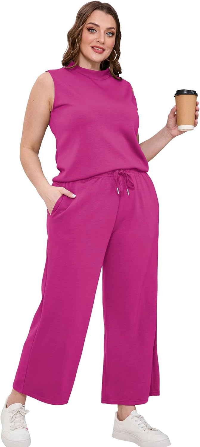 SAMPEEL zweiteilige Sets für Damen Sommer Outfits Lounge Sets Stehkragen Tops breit - Bild 64 von 126