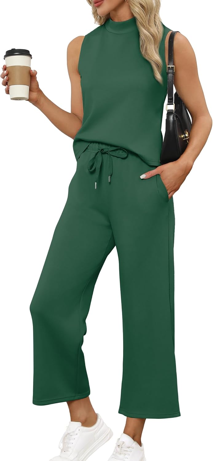 SAMPEEL zweiteilige Sets für Damen Sommer Outfits Lounge Sets Stehkragen Tops breit - Bild 67 von 126