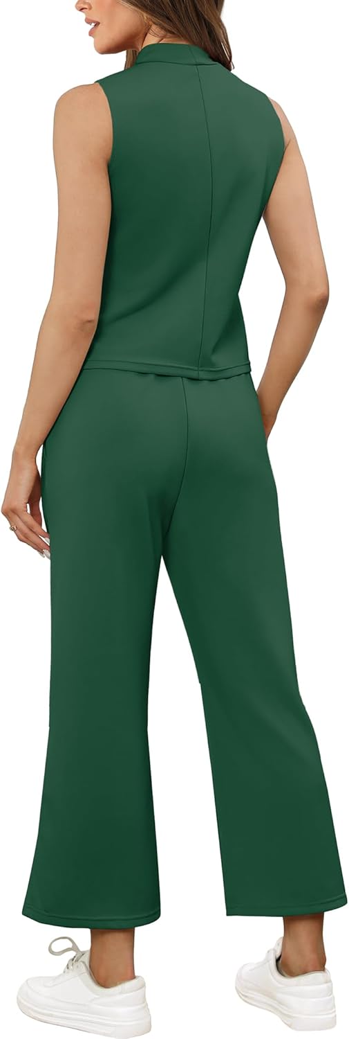 SAMPEEL zweiteilige Sets für Damen Sommer Outfits Lounge Sets Stehkragen Tops breit - Bild 71 von 126