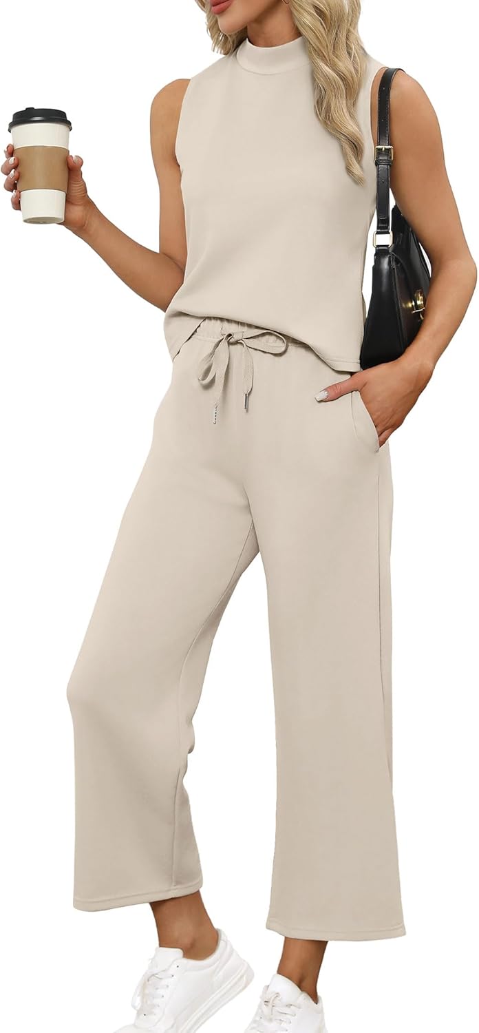SAMPEEL zweiteilige Sets für Damen Sommer Outfits Lounge Sets Stehkragen Tops breit - Bild 73 von 126