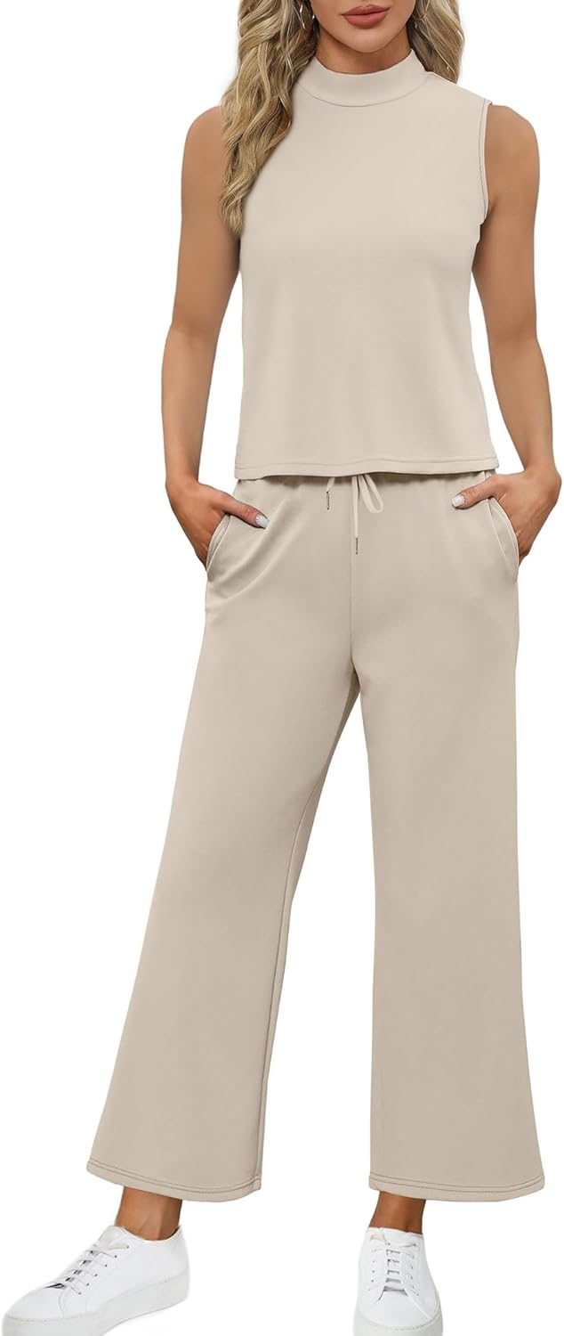 SAMPEEL zweiteilige Sets für Damen Sommer Outfits Lounge Sets Stehkragen Tops breit - Bild 75 von 126
