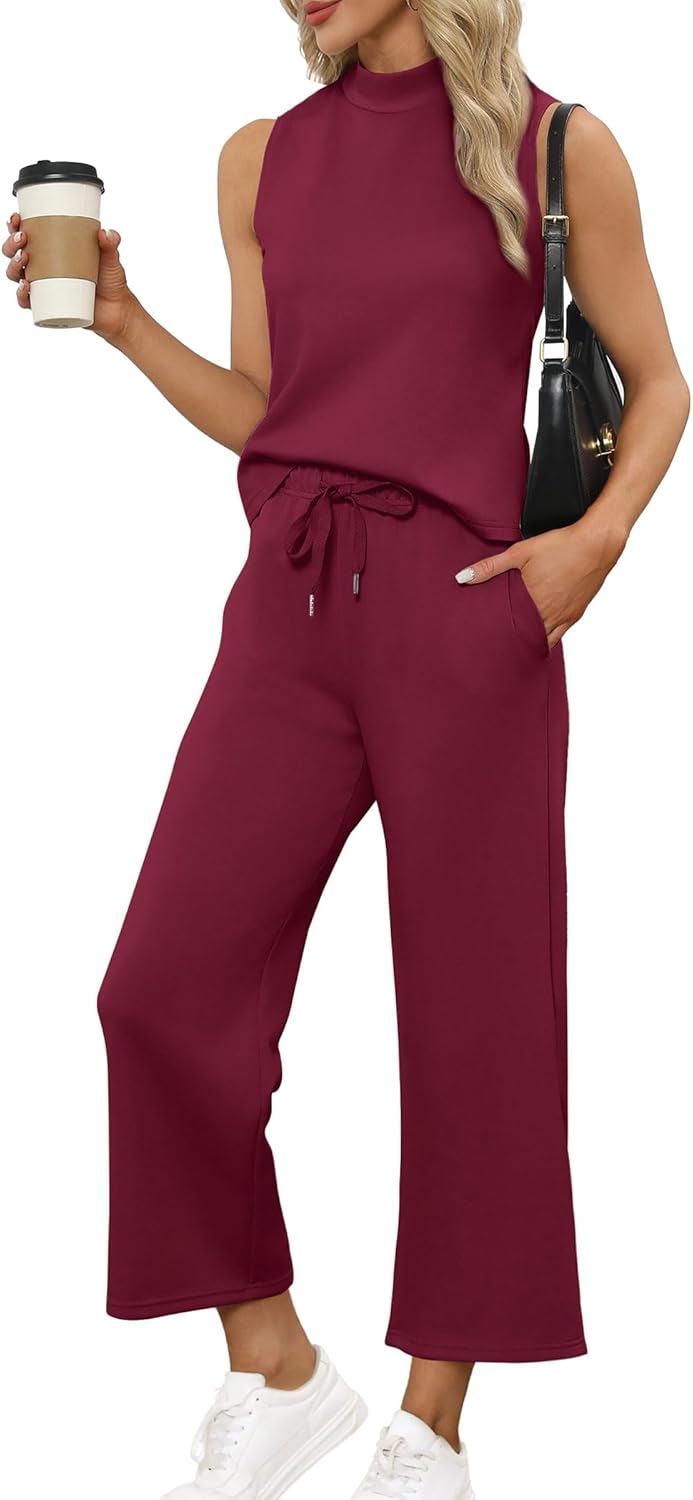 SAMPEEL zweiteilige Sets für Damen Sommer Outfits Lounge Sets Stehkragen Tops breit - Bild 79 von 126
