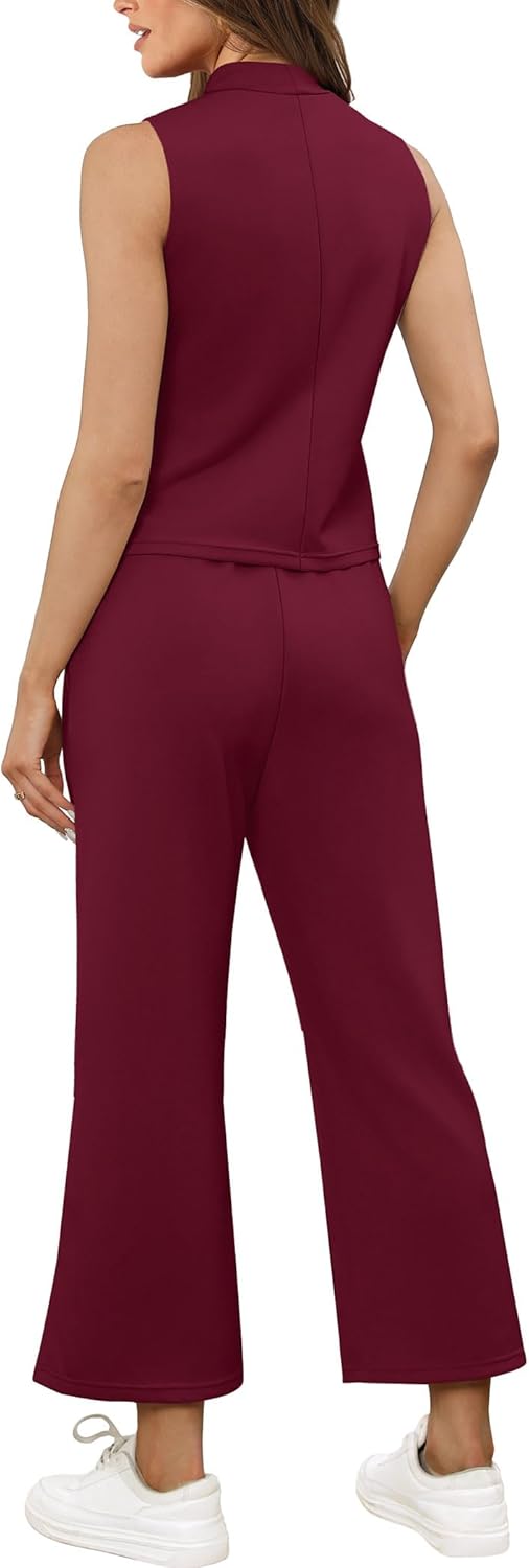 SAMPEEL zweiteilige Sets für Damen Sommer Outfits Lounge Sets Stehkragen Tops breit - Bild 83 von 126