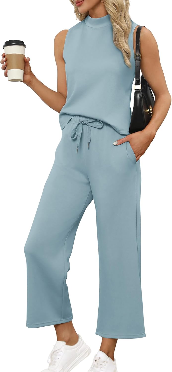 SAMPEEL zweiteilige Sets für Damen Sommer Outfits Lounge Sets Stehkragen Tops breit - Bild 85 von 126