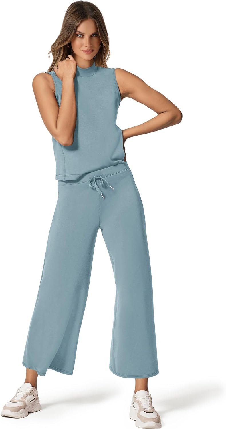 SAMPEEL zweiteilige Sets für Damen Sommer Outfits Lounge Sets Stehkragen Tops breit - Bild 86 von 126
