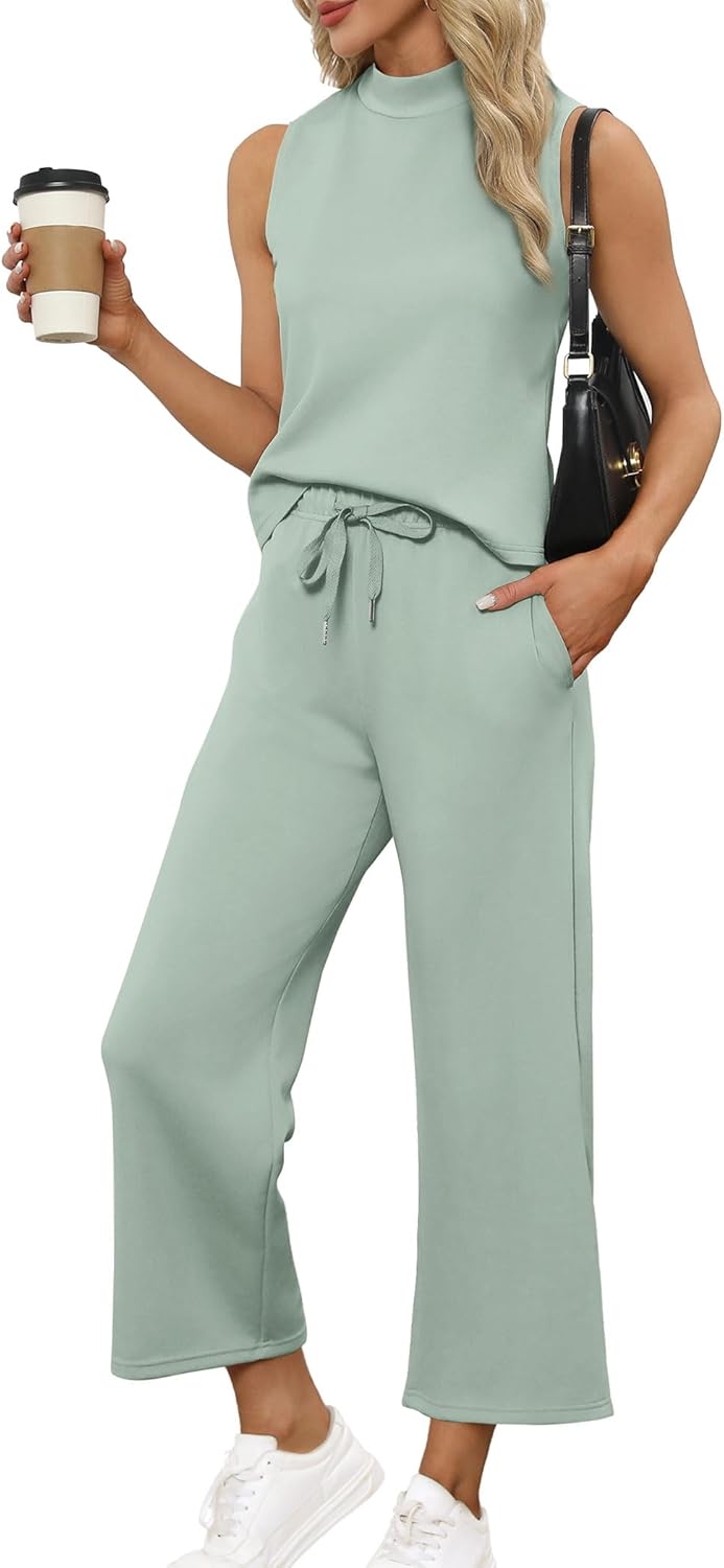 SAMPEEL zweiteilige Sets für Damen Sommer Outfits Lounge Sets Stehkragen Tops breit - Bild 91 von 126