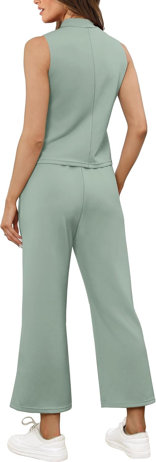 SAMPEEL zweiteilige Sets für Damen Sommer Outfits Lounge Sets Stehkragen Tops breit - Bild 95 von 126