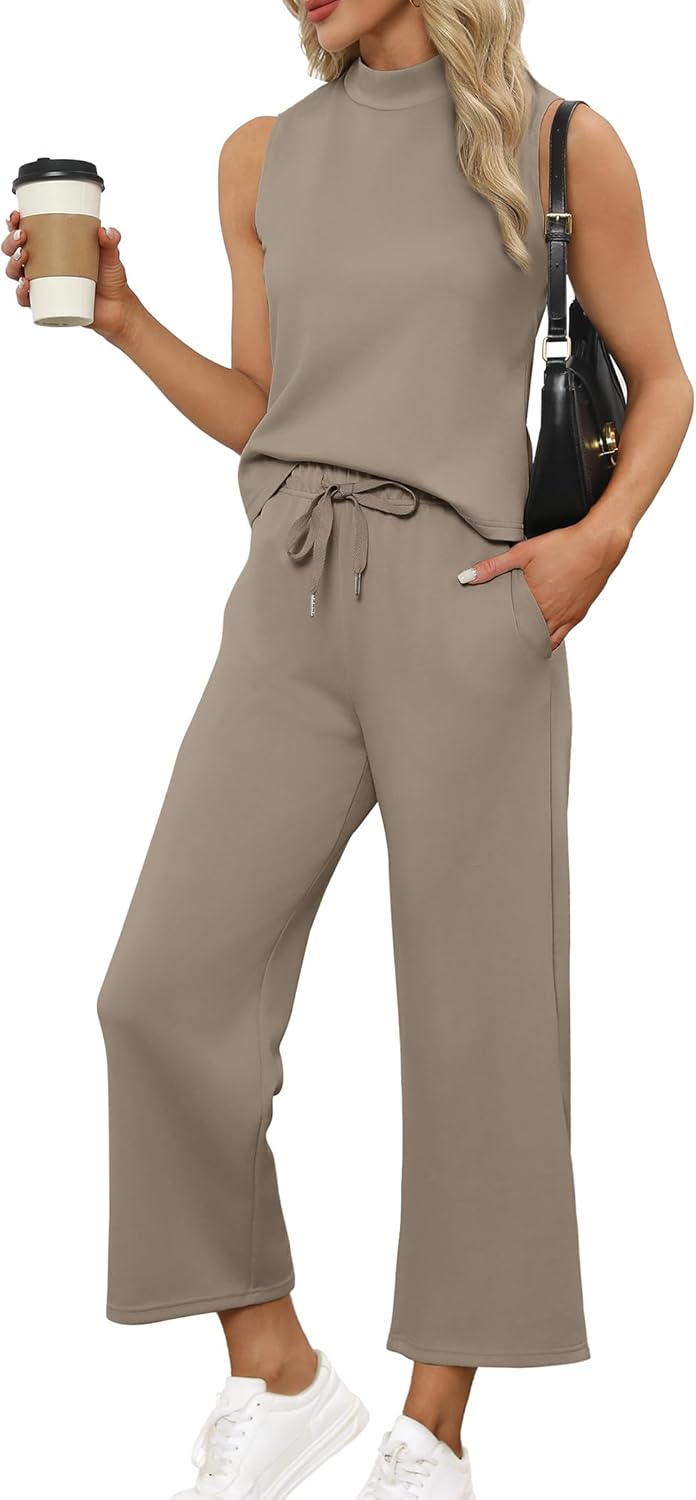 SAMPEEL zweiteilige Sets für Damen Sommer Outfits Lounge Sets Stehkragen Tops breit - Bild 97 von 126