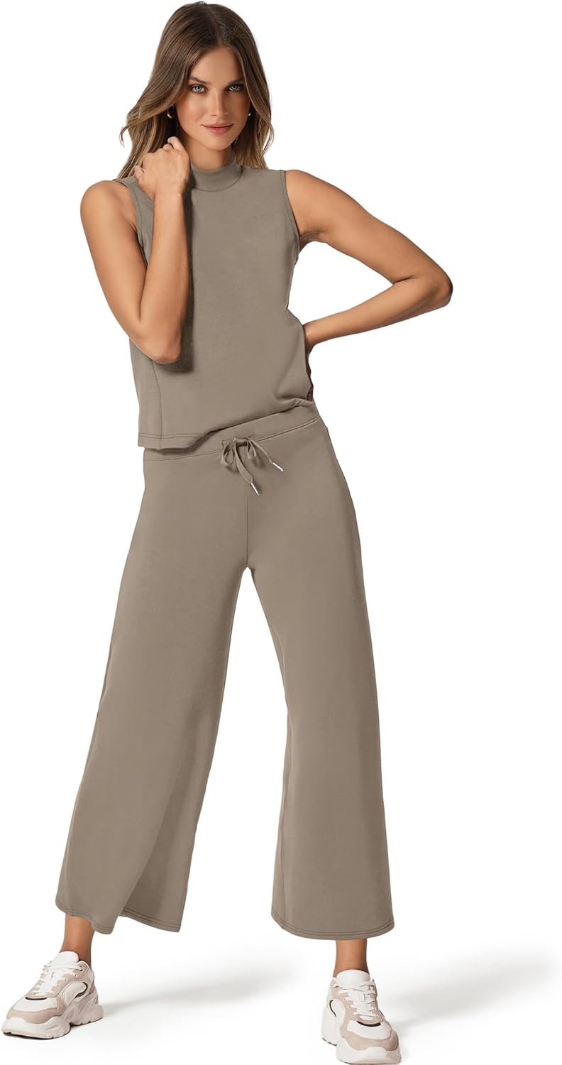 SAMPEEL zweiteilige Sets für Damen Sommer Outfits Lounge Sets Stehkragen Tops breit - Bild 98 von 126