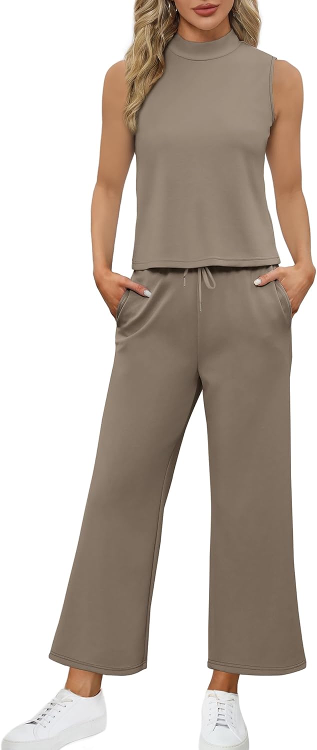SAMPEEL zweiteilige Sets für Damen Sommer Outfits Lounge Sets Stehkragen Tops breit - Bild 99 von 126