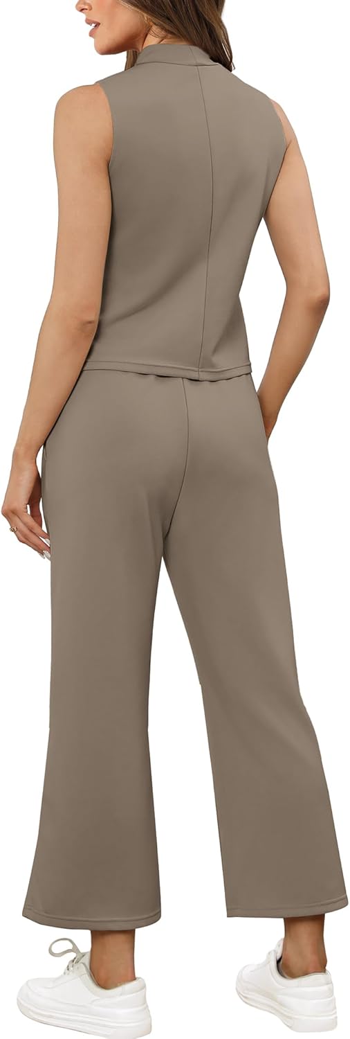 SAMPEEL zweiteilige Sets für Damen Sommer Outfits Lounge Sets Stehkragen Tops breit - Bild 101 von 126