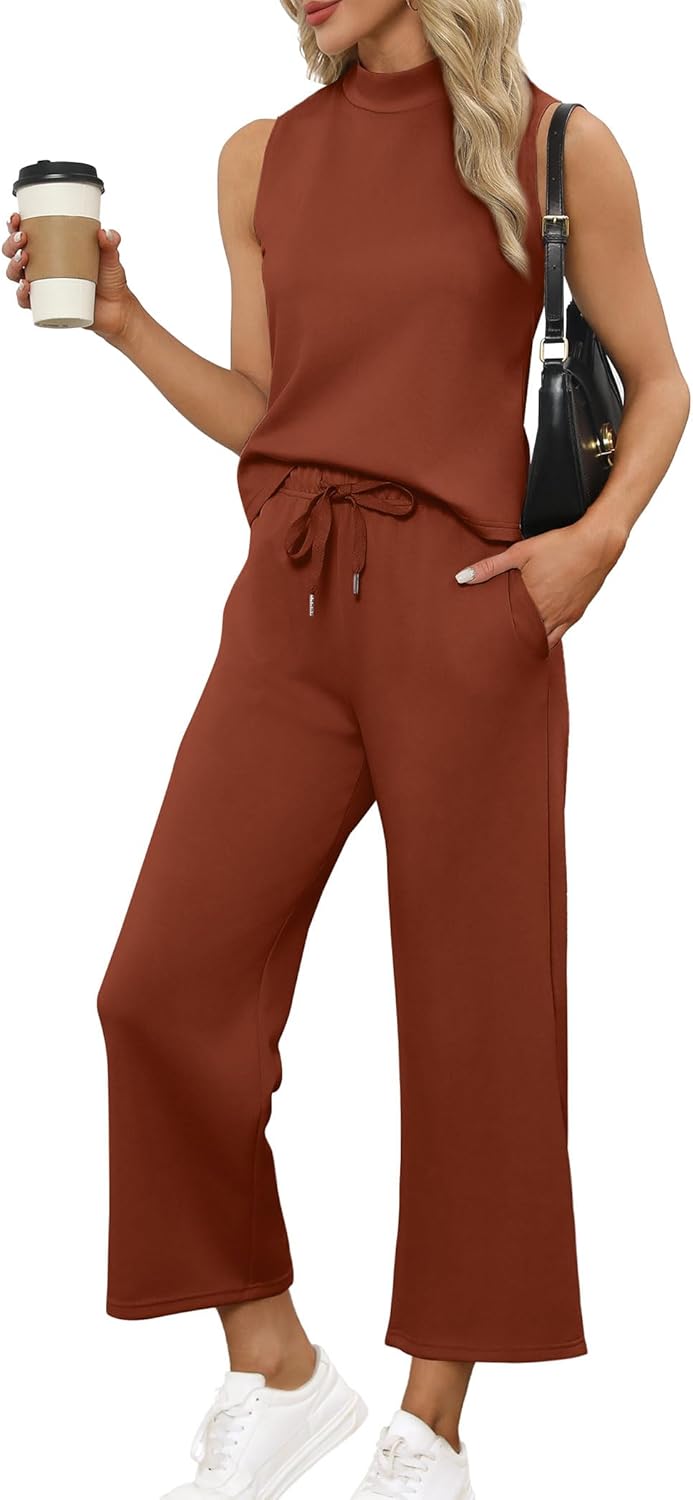 SAMPEEL zweiteilige Sets für Damen Sommer Outfits Lounge Sets Stehkragen Tops breit - Bild 103 von 126