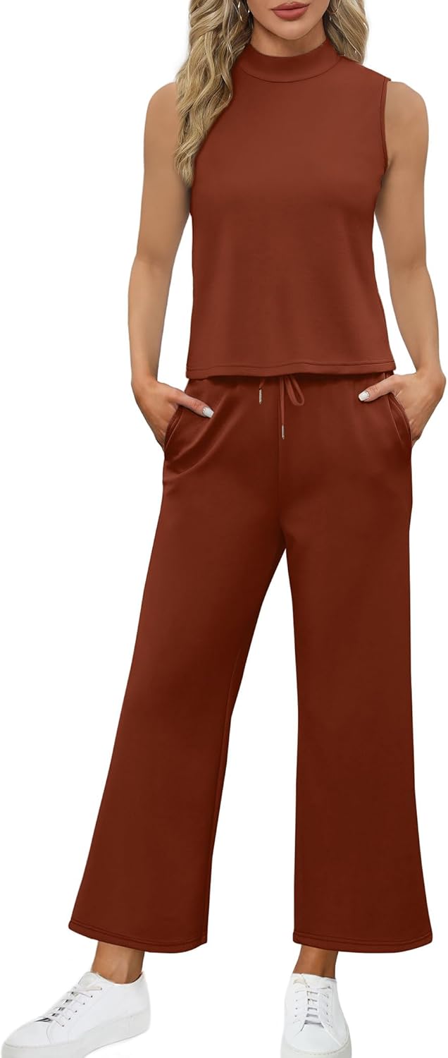 SAMPEEL zweiteilige Sets für Damen Sommer Outfits Lounge Sets Stehkragen Tops breit - Bild 105 von 126