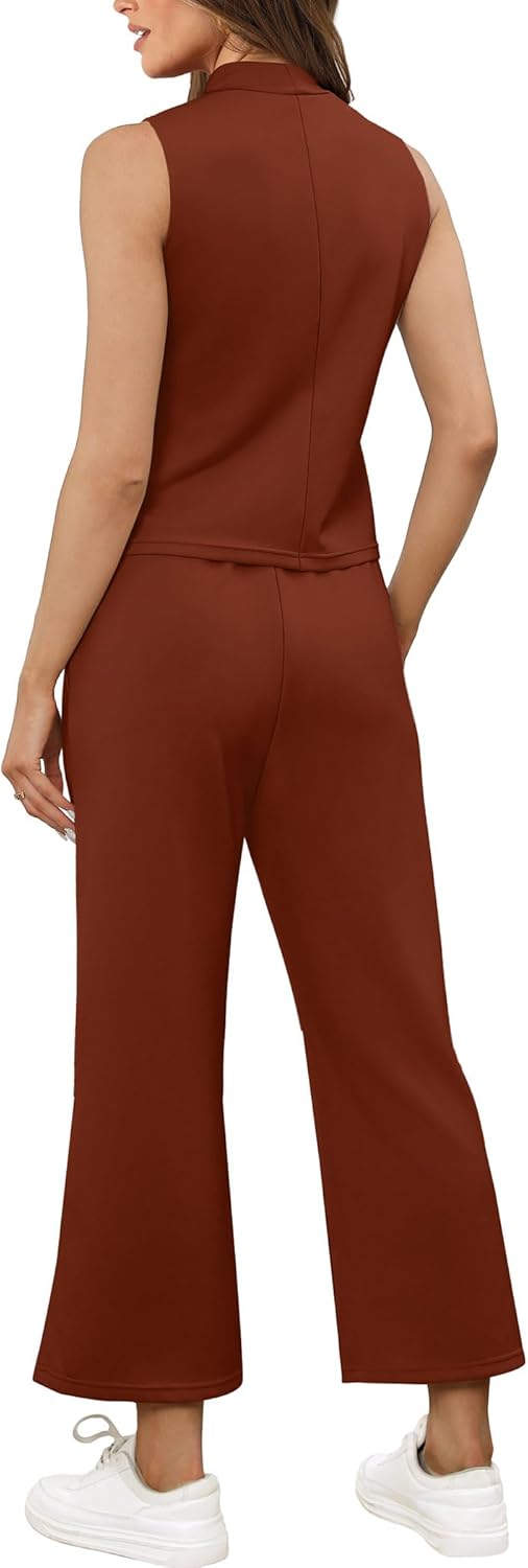 SAMPEEL zweiteilige Sets für Damen Sommer Outfits Lounge Sets Stehkragen Tops breit - Bild 107 von 126