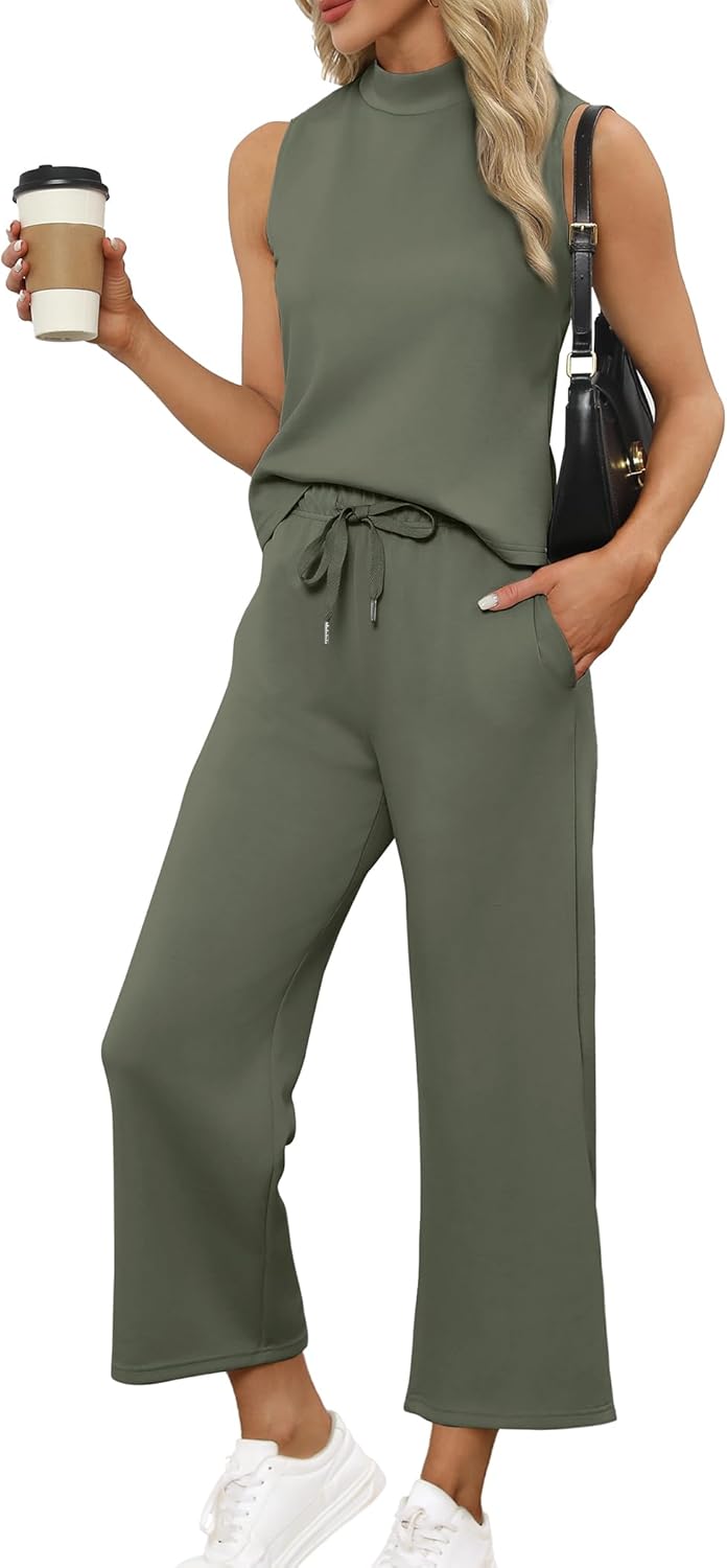 SAMPEEL zweiteilige Sets für Damen Sommer Outfits Lounge Sets Stehkragen Tops breit - Bild 109 von 126
