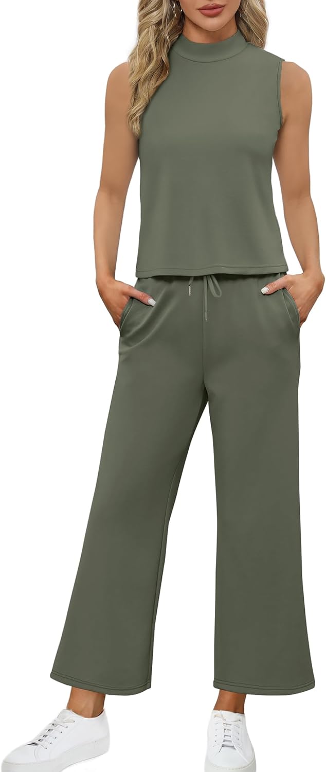 SAMPEEL zweiteilige Sets für Damen Sommer Outfits Lounge Sets Stehkragen Tops breit - Bild 111 von 126