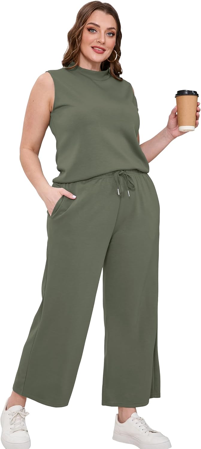 SAMPEEL zweiteilige Sets für Damen Sommer Outfits Lounge Sets Stehkragen Tops breit - Bild 112 von 126