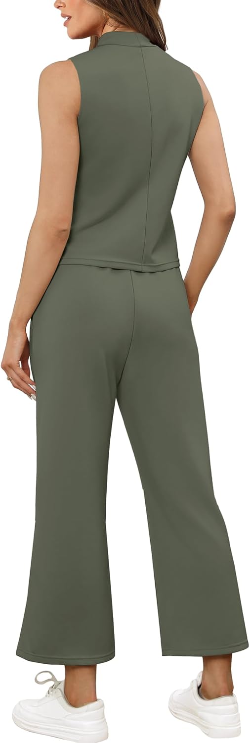 SAMPEEL zweiteilige Sets für Damen Sommer Outfits Lounge Sets Stehkragen Tops breit - Bild 113 von 126