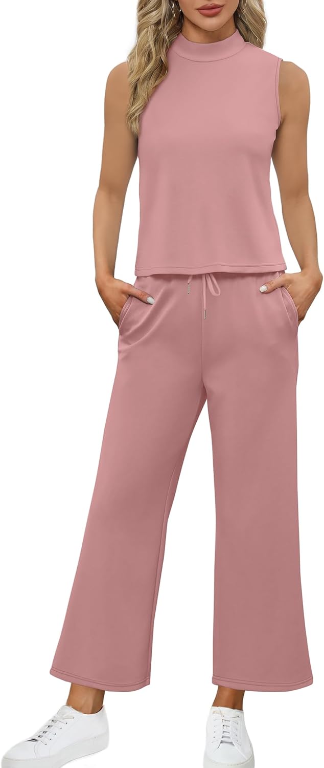SAMPEEL zweiteilige Sets für Damen Sommer Outfits Lounge Sets Stehkragen Tops breit - Bild 117 von 126
