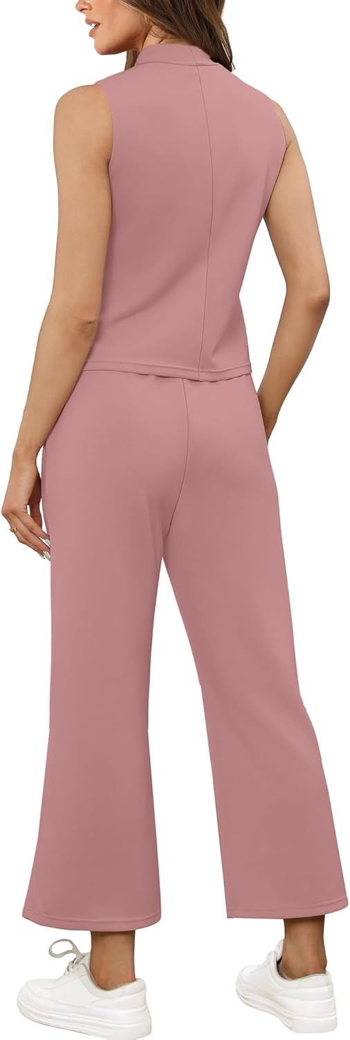 SAMPEEL zweiteilige Sets für Damen Sommer Outfits Lounge Sets Stehkragen Tops breit - Bild 119 von 126