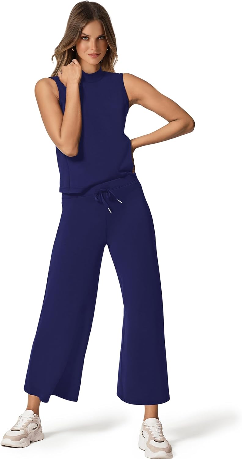 SAMPEEL zweiteilige Sets für Damen Sommer Outfits Lounge Sets Stehkragen Tops breit - Bild 122 von 126
