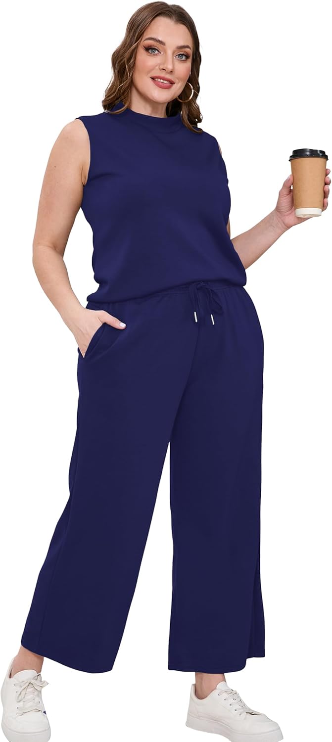 SAMPEEL zweiteilige Sets für Damen Sommer Outfits Lounge Sets Stehkragen Tops breit - Bild 124 von 126