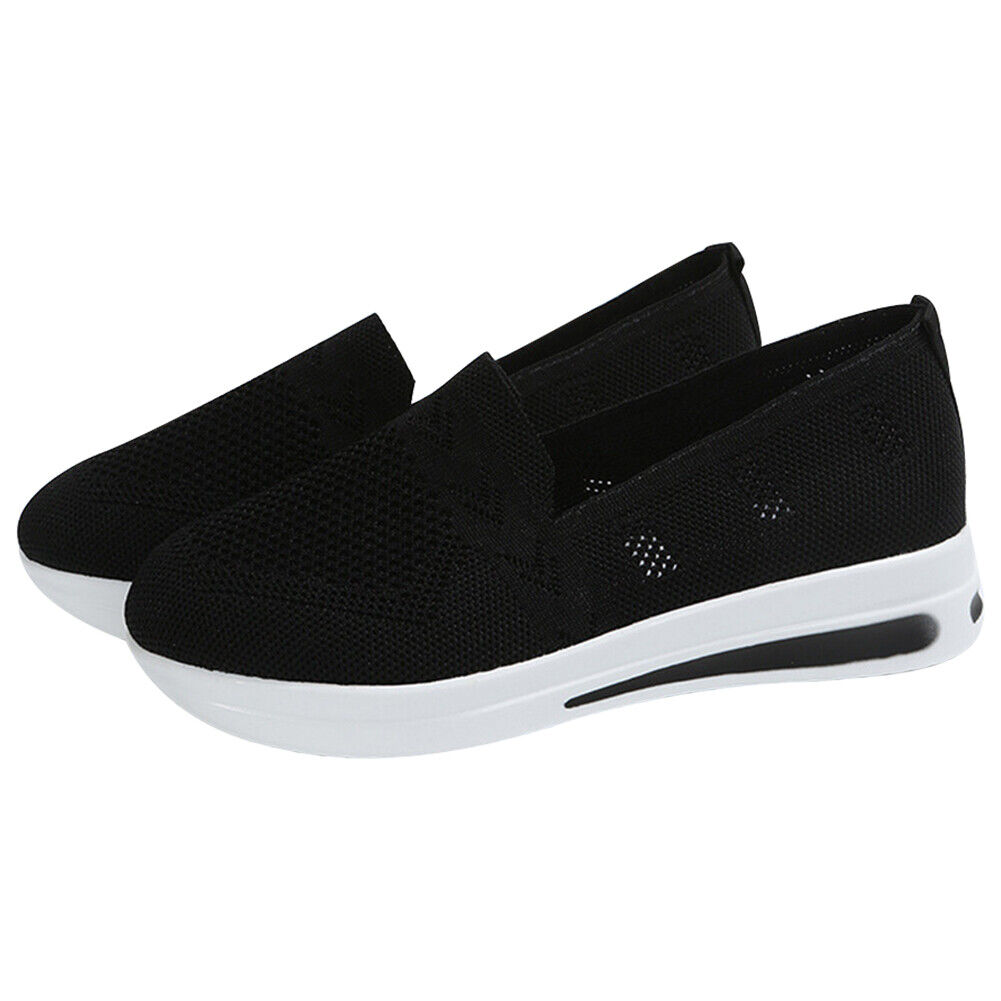 Ladies Breathable Sneakers Solid Mesh Non Slip Walking Slip On Lightweight Shoes - Picture 24 of 28