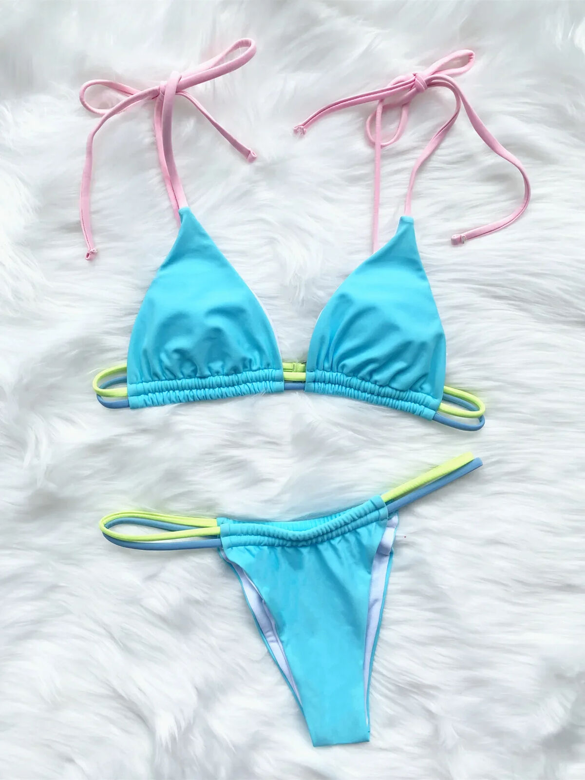 New Womens Sexy Triangle Push Up Bikini Swimwear String Swimsuit Thong Bathing - Picture 33 of 49