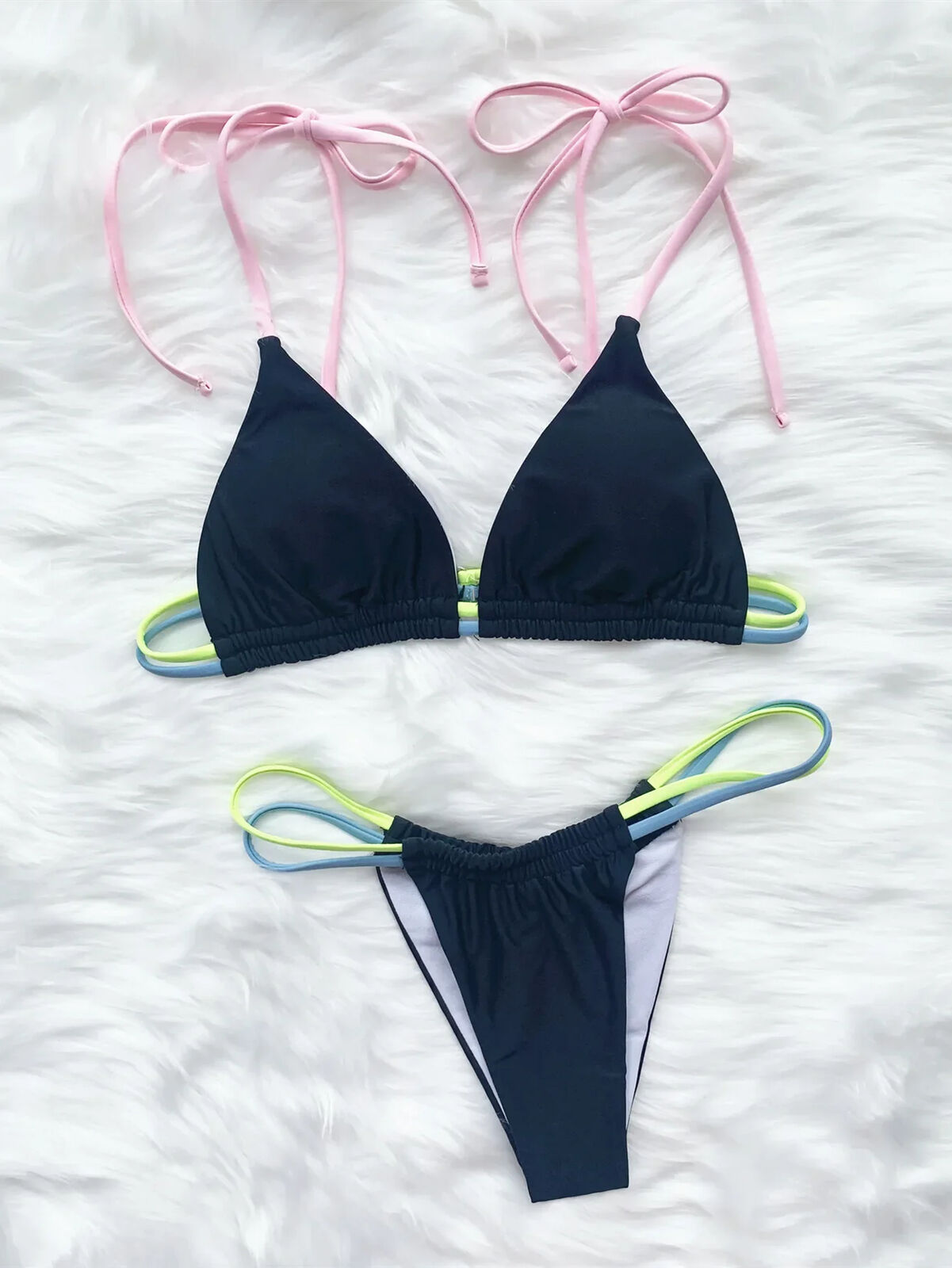 New Womens Sexy Triangle Push Up Bikini Swimwear String Swimsuit Thong Bathing - Picture 38 of 49
