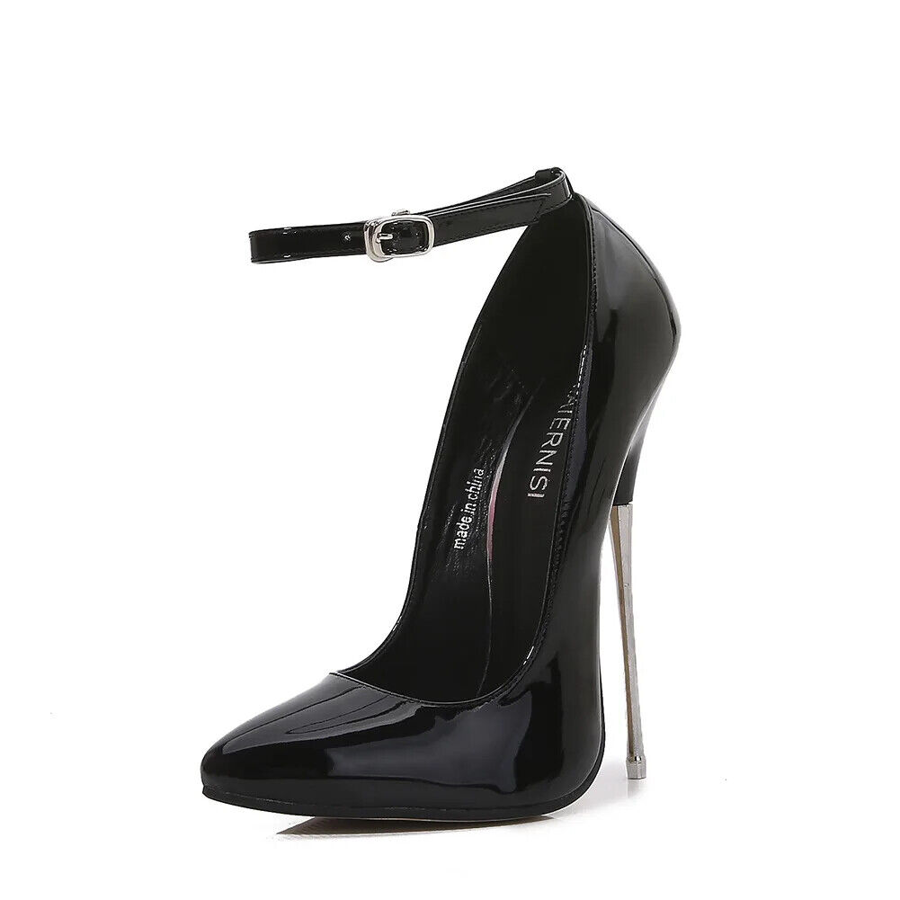 Scarpe donna tacco super alto 16 cm metallo fibbia alla caviglia decolte stiletto festa - Foto 25 di 36