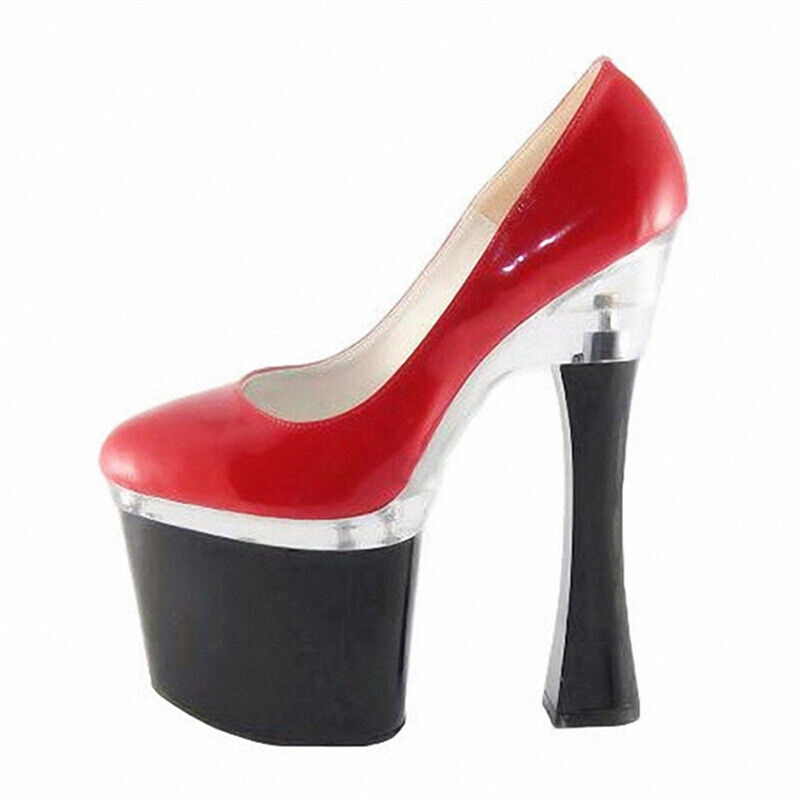 Damenschuhe 20 cm neu dicker Absatz runde Spitze dicke Sohle hohe Absätze kurze Stiefel - Bild 17 von 17