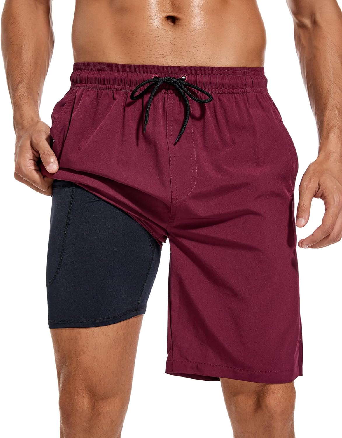 Bañador para hombre de secado rápido traje de baño pantalones cortos con forro bolsillo con cremallera - Imagen 23 de 117