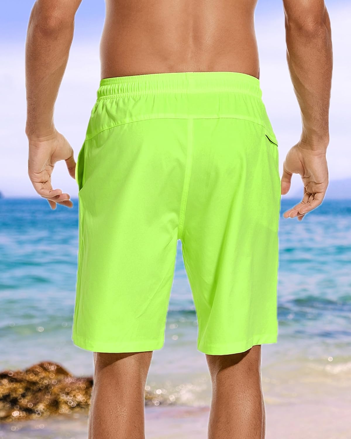 Bañador para hombre de secado rápido traje de baño pantalones cortos con forro bolsillo con cremallera - Imagen 32 de 117