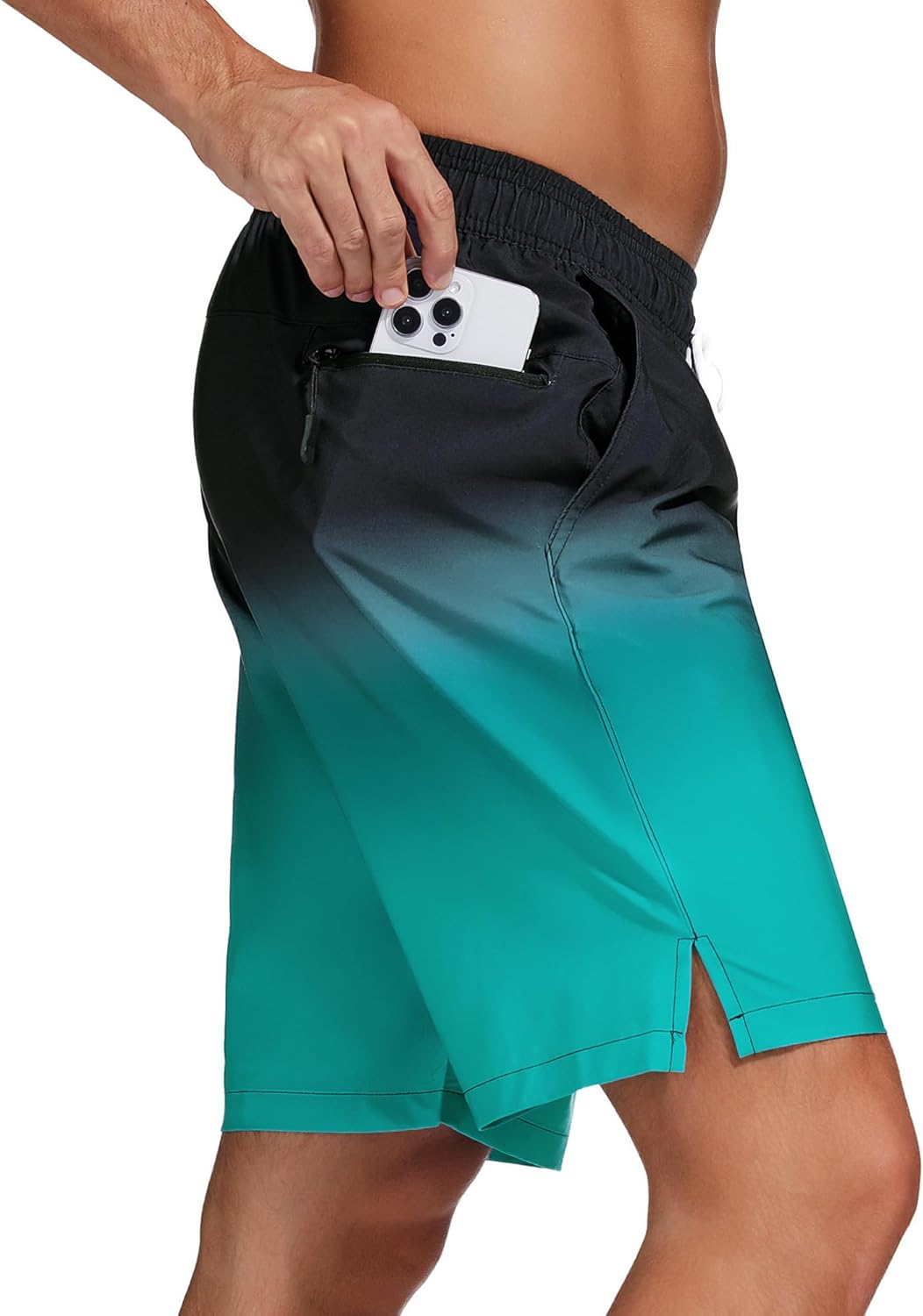 Bañador para hombre de secado rápido traje de baño pantalones cortos con forro bolsillo con cremallera - Imagen 55 de 117